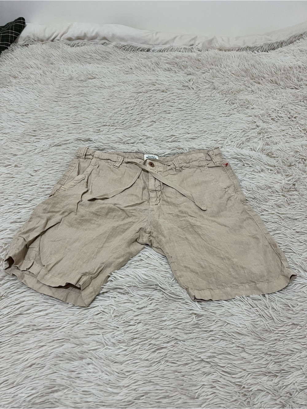 Hartford Men's Light Beige Linen-Blend Drawstring Shorts